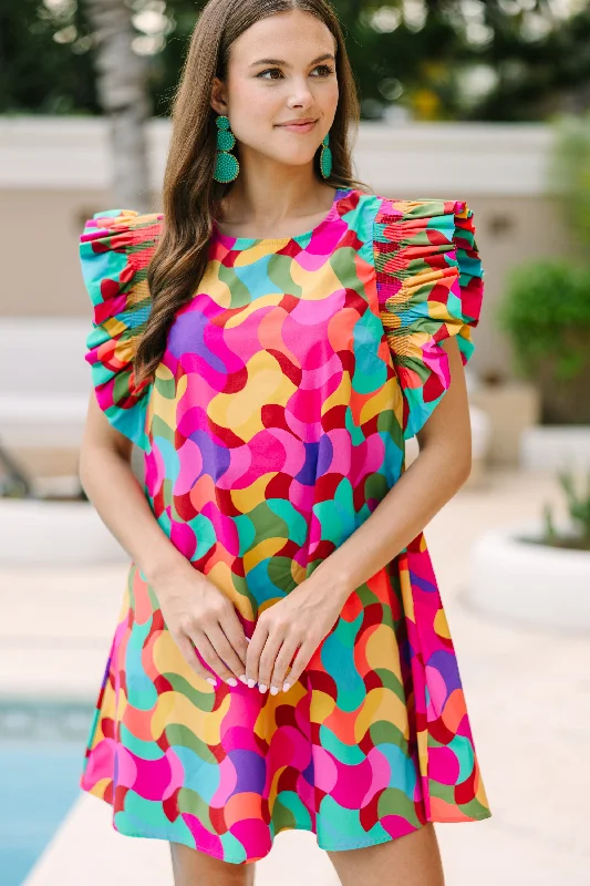 All About The Drama Multi Colored Abstract Dress