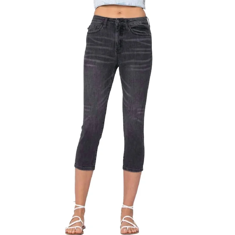 High Waist Skinny Capri In Black